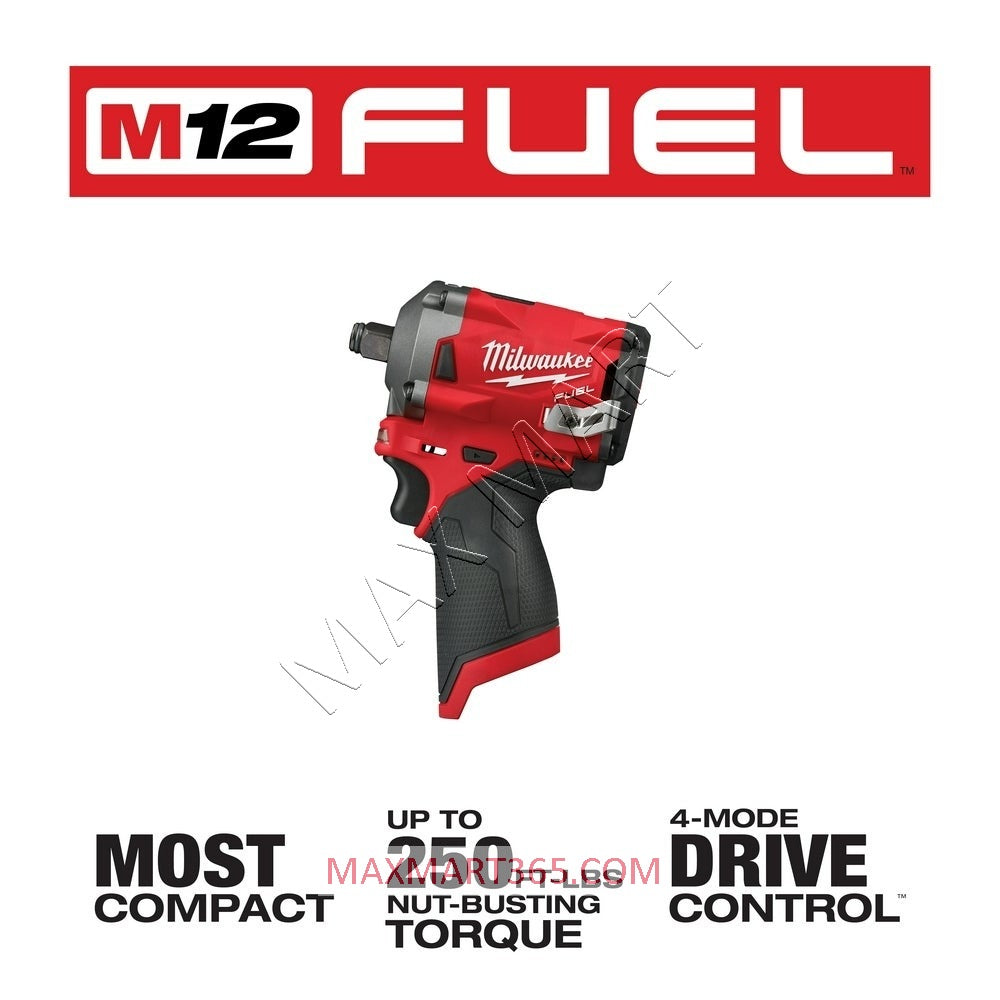 Milwaukee M12 FUEL 1/2-inch Stubby Impact Wrench 2555-20 2555P-20 (Tool Only)