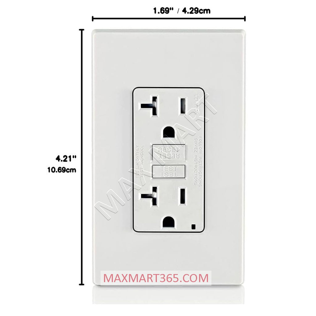 Leviton Decora 20A Tamper-Resistant TR Slim GFCI Receptacle Outlet Plug w/ Wall Plate