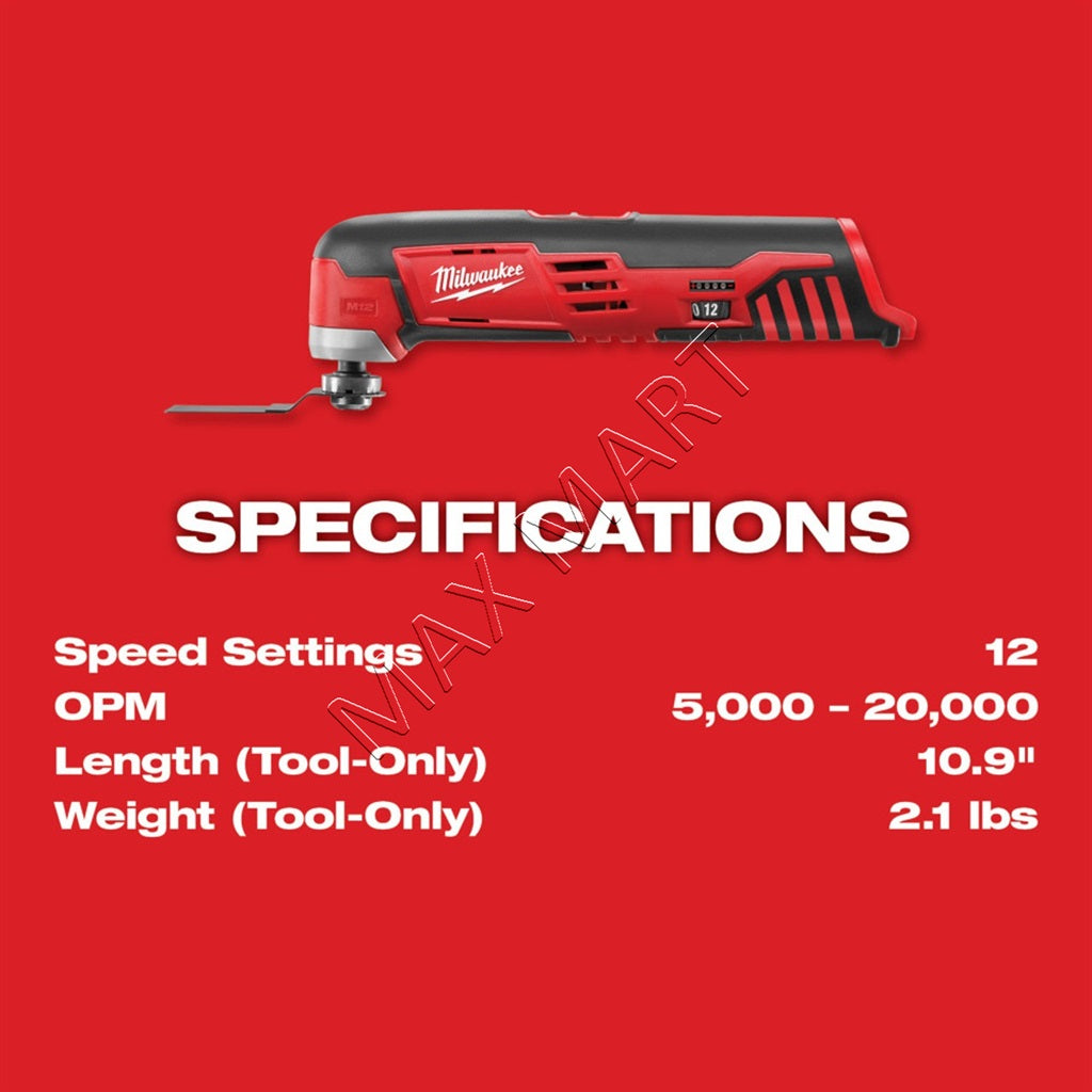 Milwaukee 2426-20 M12 12V Cordless Oscillating Multi-Tool (Tool Only)