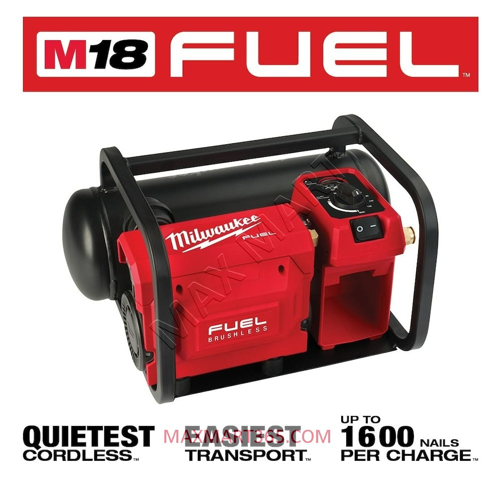Milwaukee 2840-20 M18 FUEL 无刷无绳 2 加仑电动紧凑型静音空压机（仅限工具）