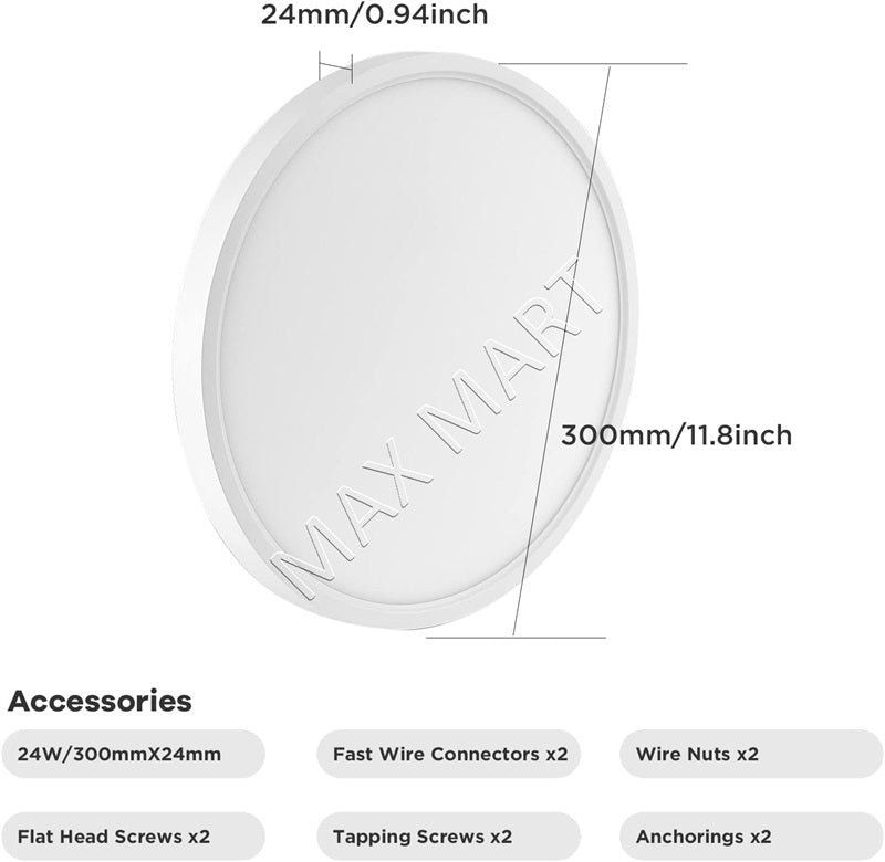15-inch 30W 3CCT LED Dimmable Flush Mount Ceiling Light Lamp for Bedroom, Bathroom, Laundry etc