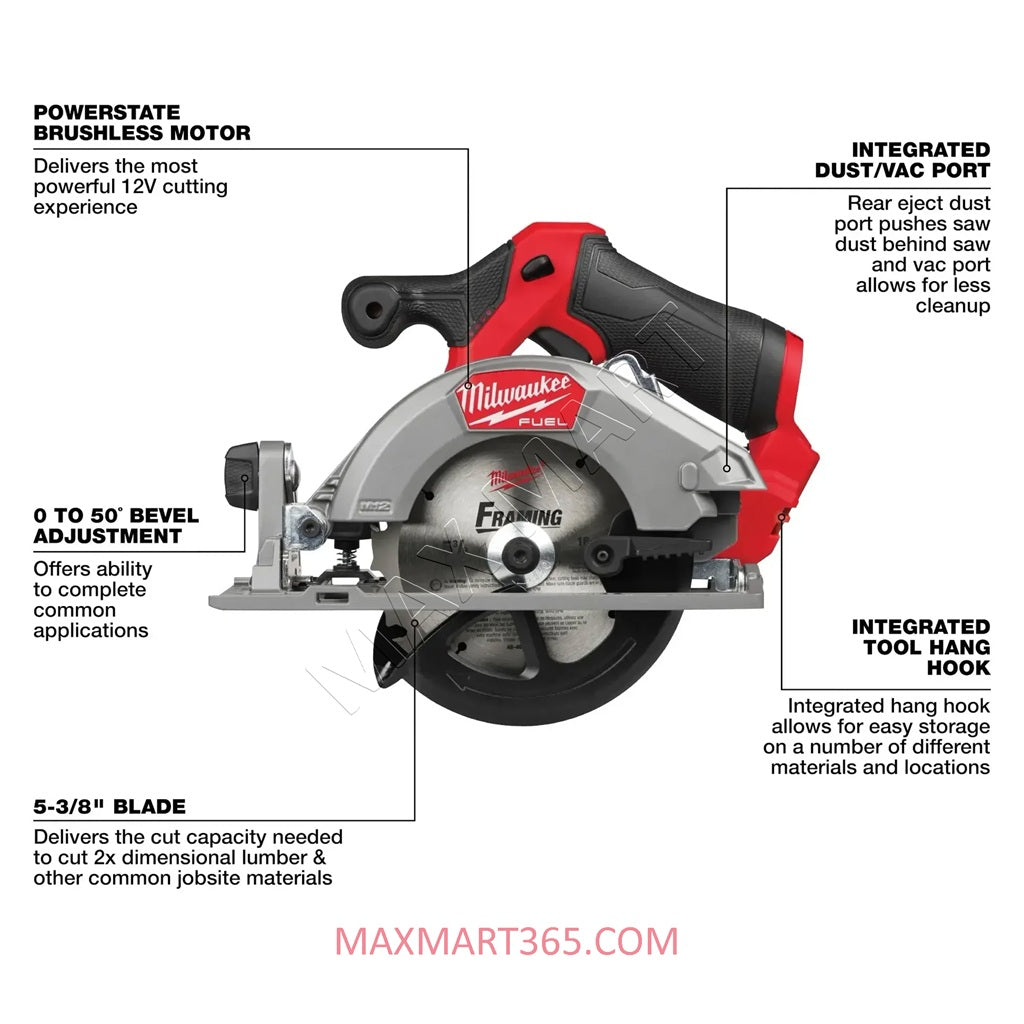 Milwaukee 2521-20 M12 12V Brushless Cordless 5-3/8-inch Circular Saw (Tool Only)