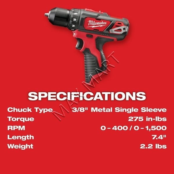 Milwaukee 2407-20 M12 12V Cordless 3/8-inch Drill/Driver (Tool Only)