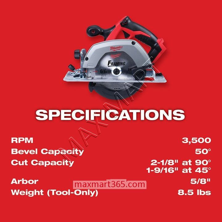 Milwaukee 2630-20 M18 18V Cordless 6-1/2-inch Circular Saw (Tool Only)