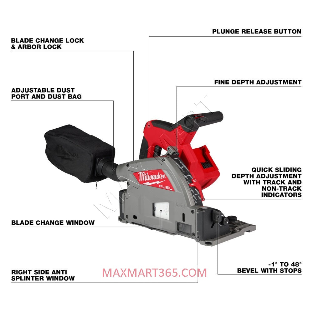 Milwaukee 2831-20 M18 FUEL Brushless Cordless 6-1/2 in. Plunge Track Saw (Tool Only)