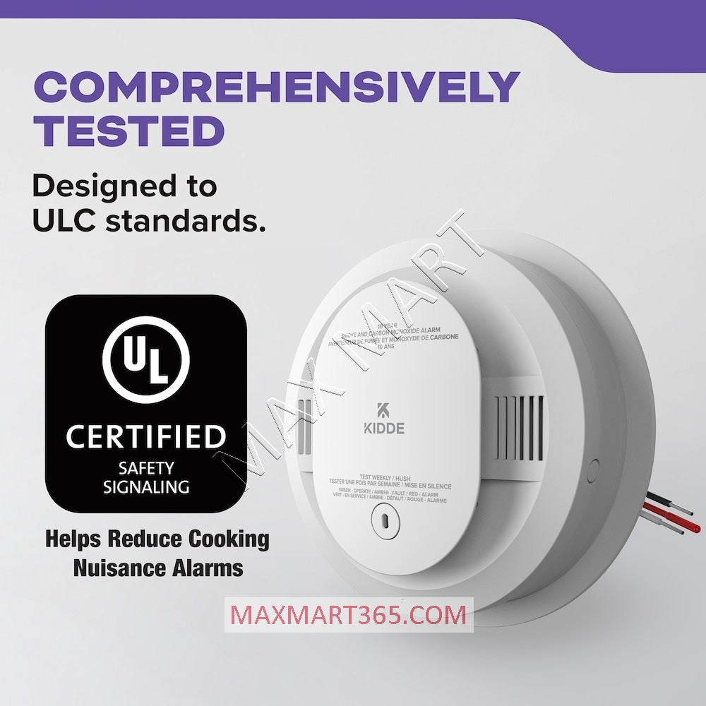 KIDDE 2-in-1 2in1 Hardwired Combination Smoke & Carbon Alarm w/ Voice Alert and 10-Year Backup Battery