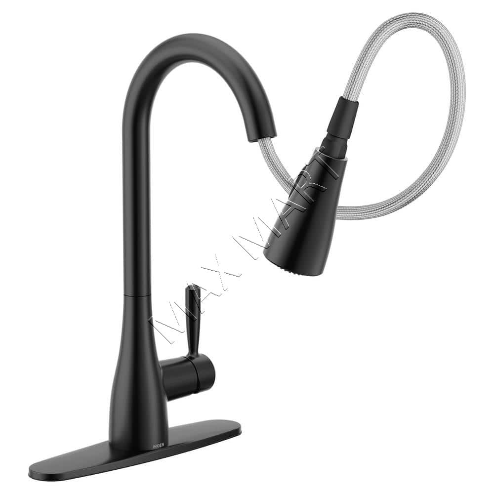 MOEN Adler 87233BL Pull-Down Sprayer Kitchen Faucet with Power Clean and Reflex - Matte Black