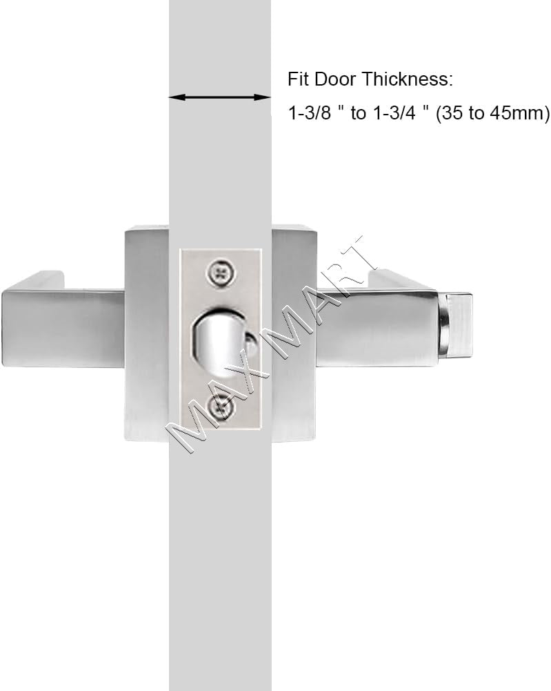 Square Door Lock with Key, Door Lockset for Front Entry Passage Bathroom Bedroom - Satin Nickel