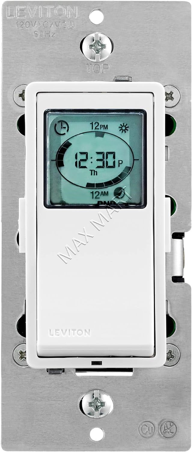 Leviton Decora Vizia 24-Hour Programmable Timer Switch VPT24-742 Vpt24-1P - White