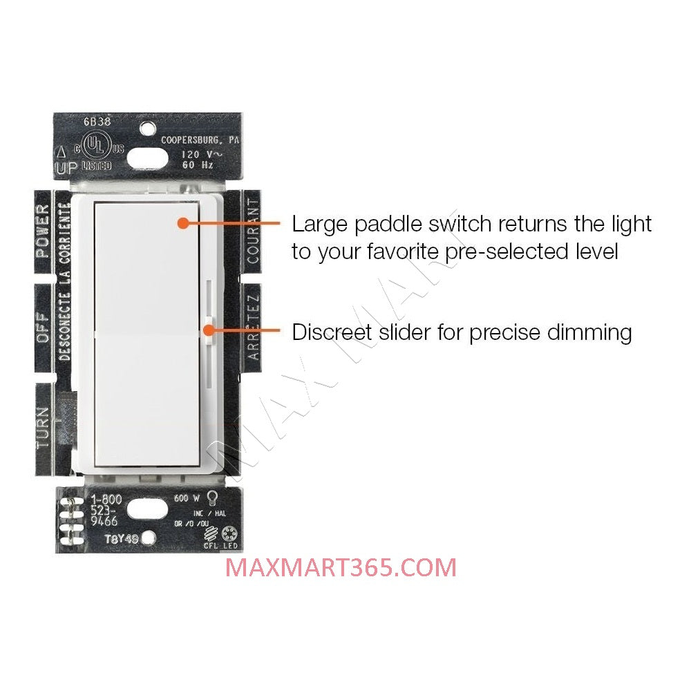 Votatec Slide Dimmer Switch, Single Pole or 3-Way