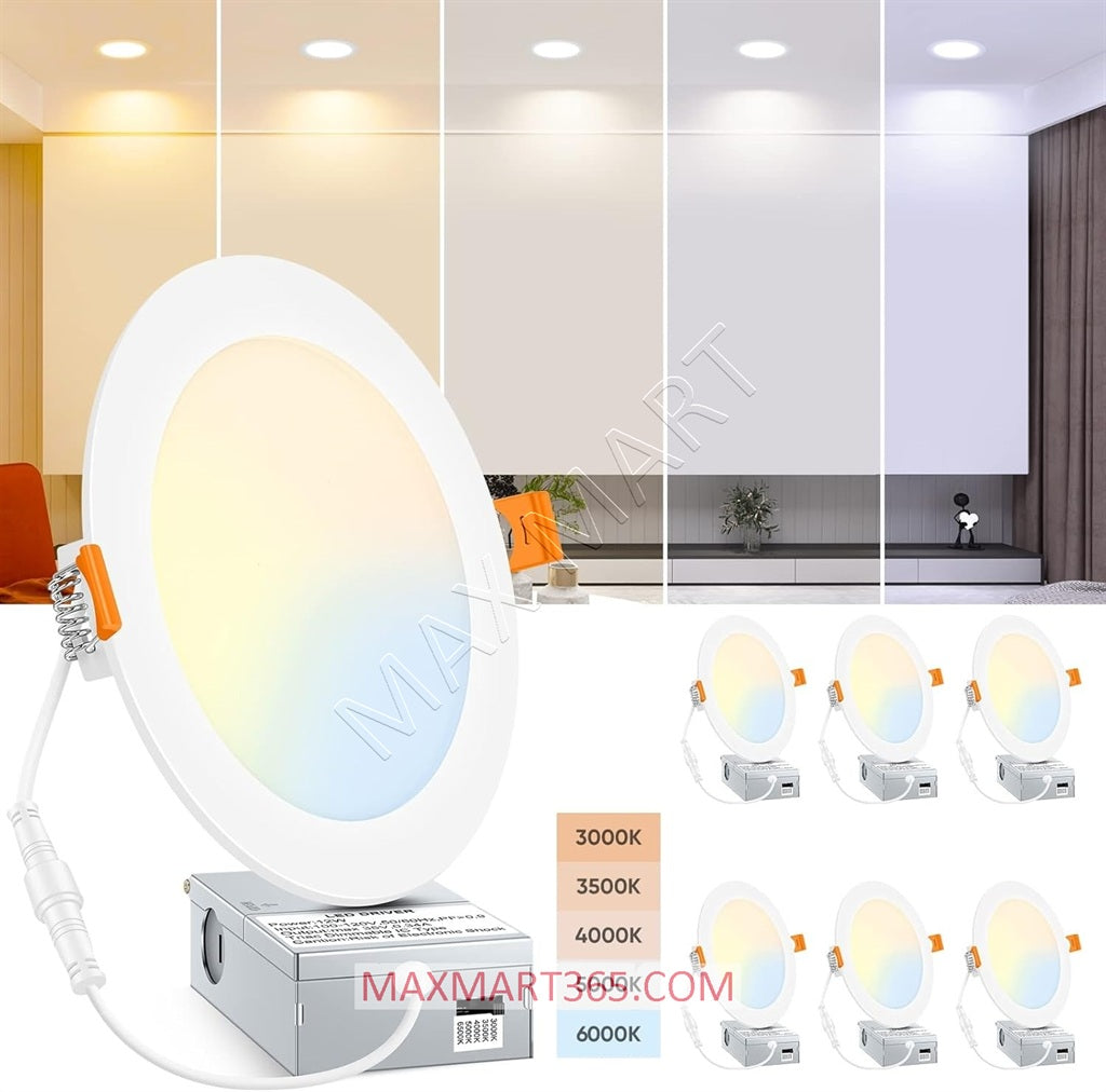 4-Inch 5CCT LED Recessed Slim PotLight with Junction Box, Dimmable, IC Rated, ETL Certified, Damp Rated, Indoor/Outdoor