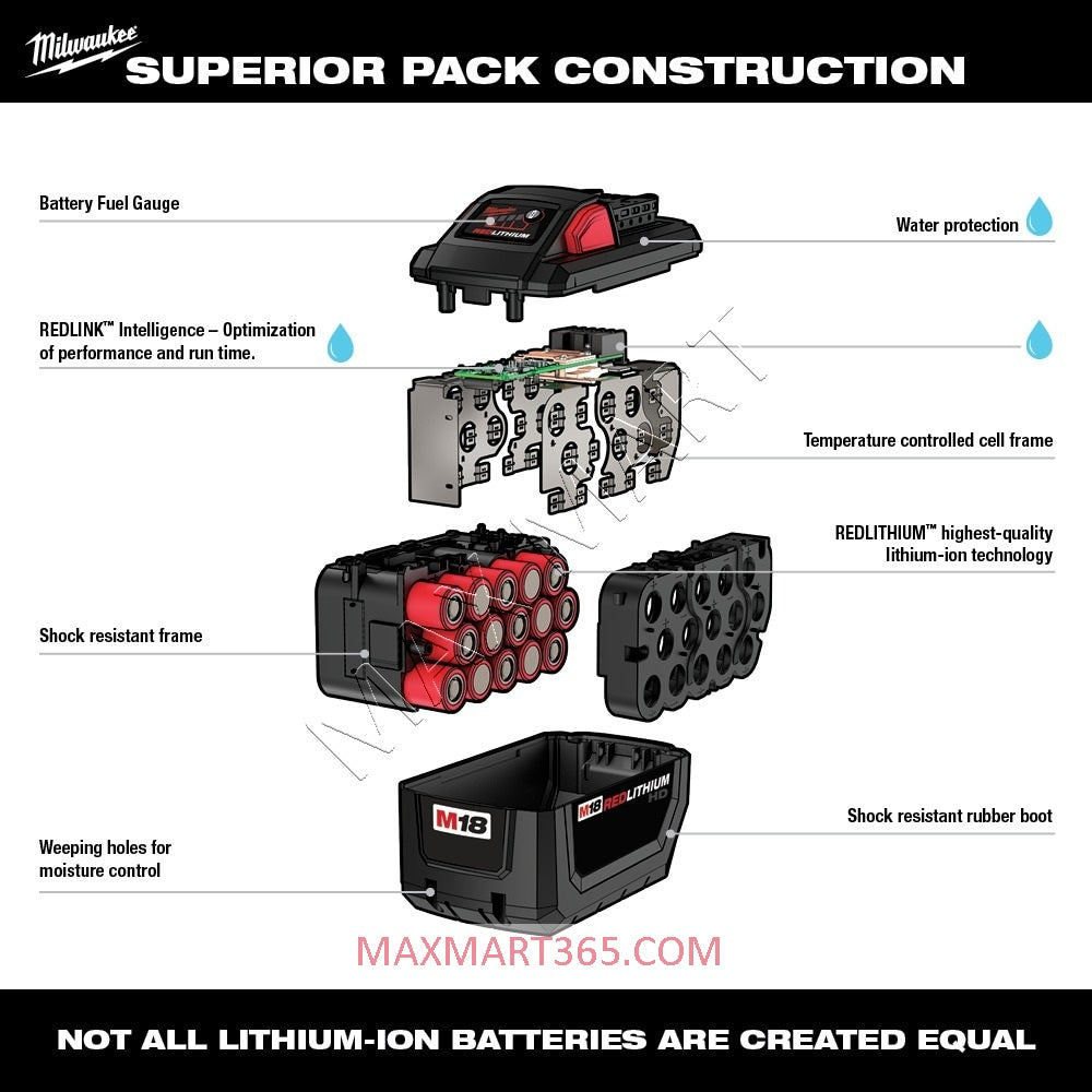 Milwaukee M18 18V Lithium-Ion Extended Capacity (XC) 5Ah 5.0Ah Battery 48-11-1850