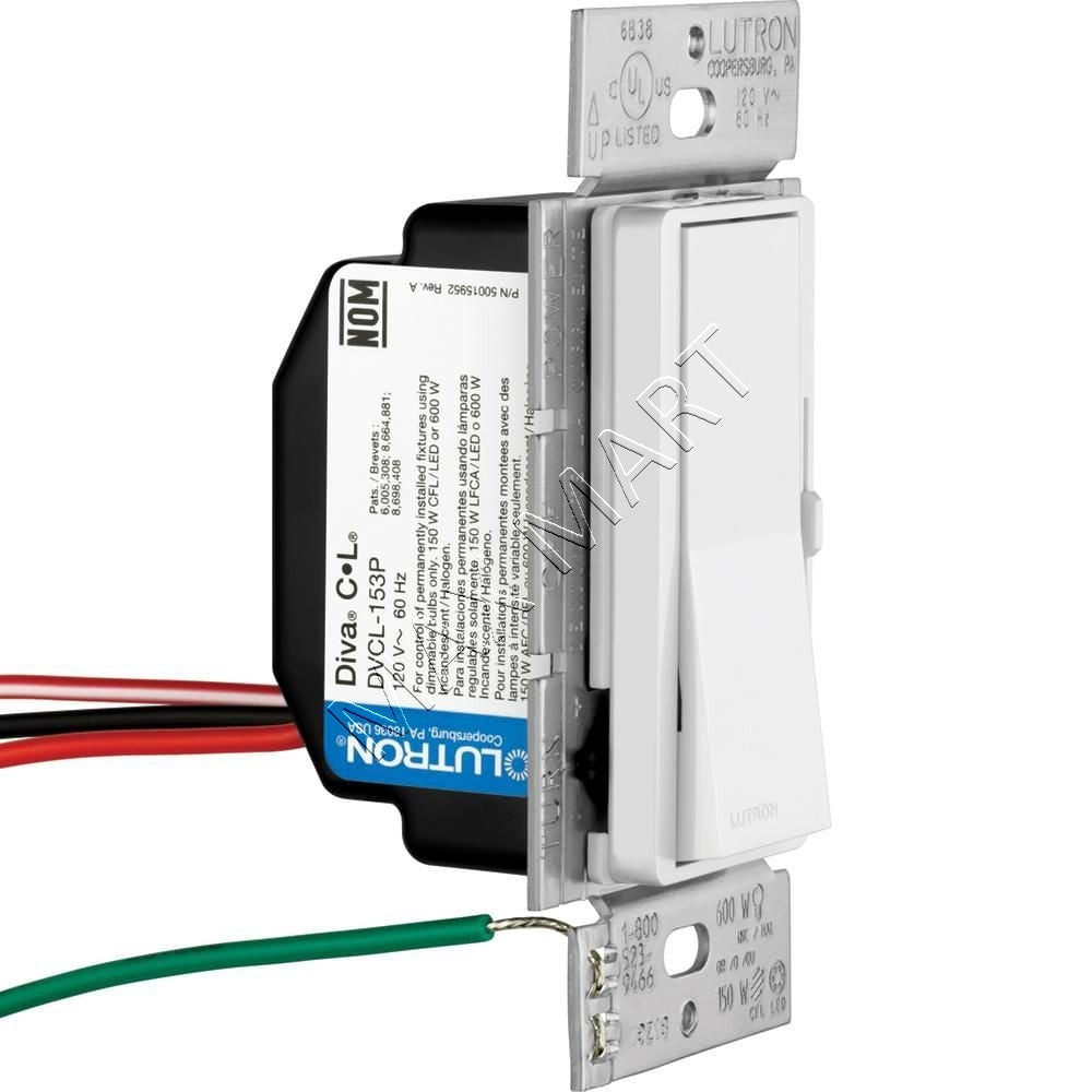 Lutron Diva LED+ Single-Pole or 3-Way Dimmer Switch for Dimmable LED/Halogen/Incandescent (2-Pack) DVCL-153P DVCL-153P-WH-2-C - White