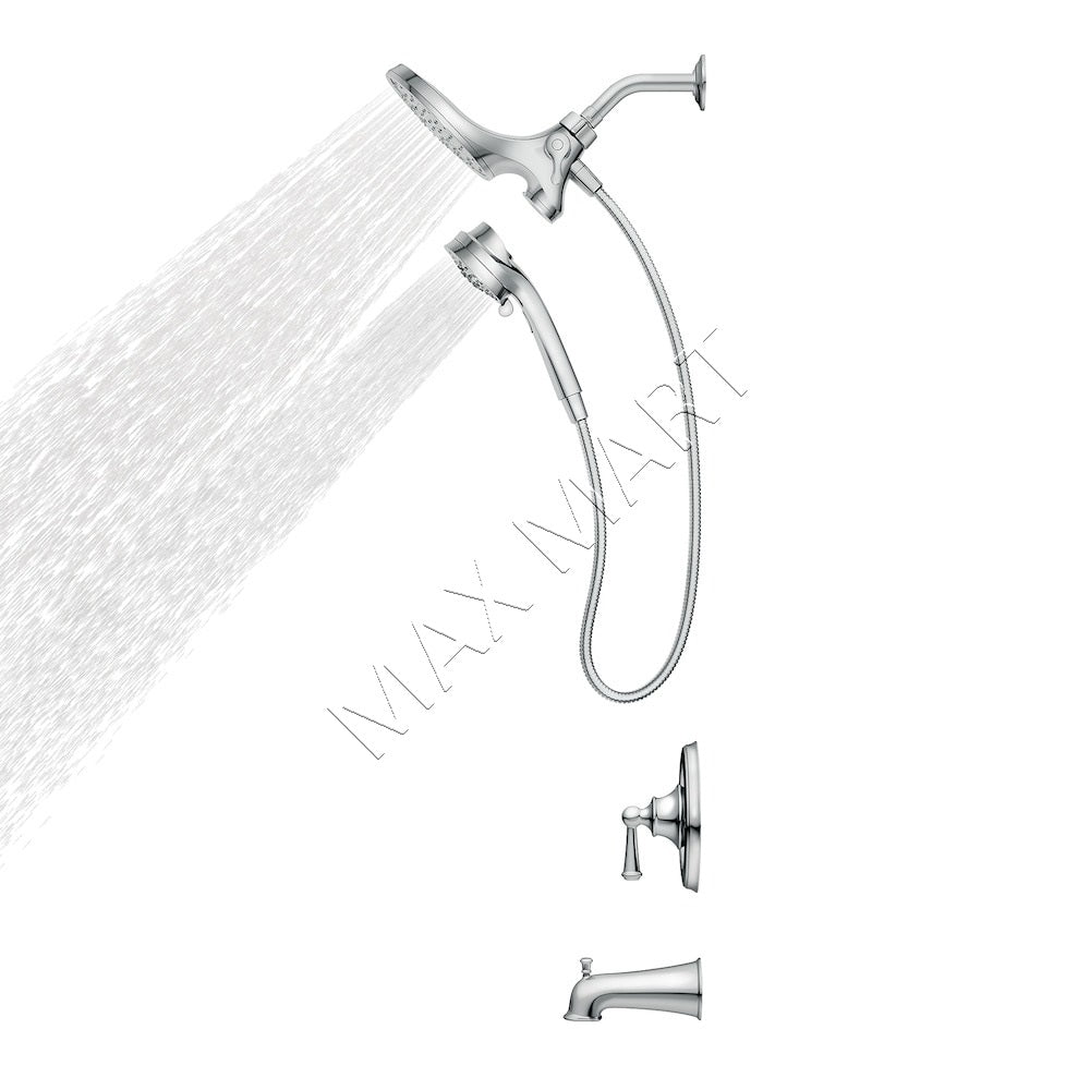 MOEN Brecklyn 82611 6-Spray Bathtub Shower Faucet with Magnetix Rain Shower Head - Chrome