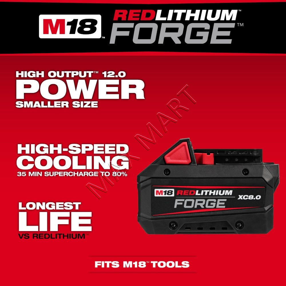 Milwaukee M18 18V Lithium-Ion REDLITHIUM FORGE 8.0Ah 8Ah Battery 48-11-1881