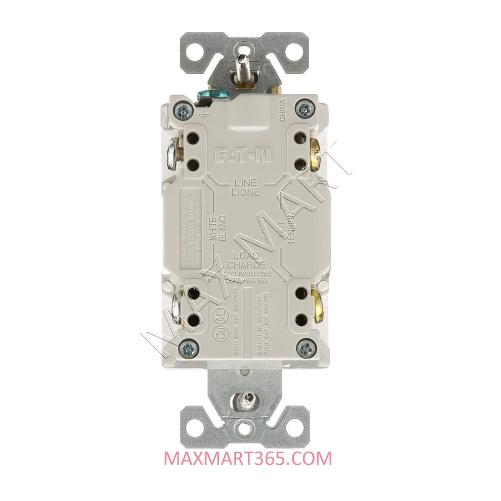 Eaton ETN 15Amp 125V Slim GFCI ShockSentry Tamper-Resistant TR Receptacle Outlet Plug