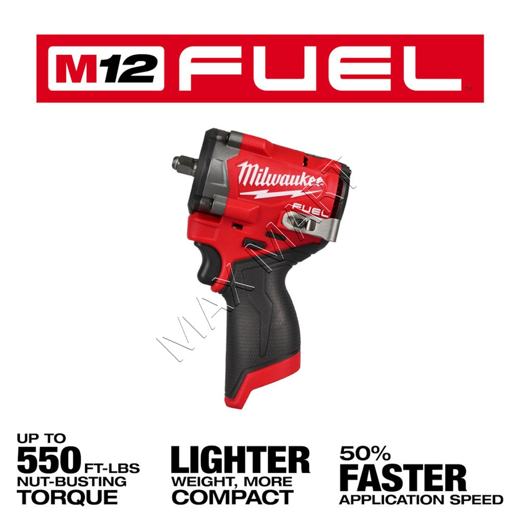 Milwaukee 2562-20 M12 FUEL Brushless Cordless 3/8-inch Stubby Impact Wrench (Tool Only)