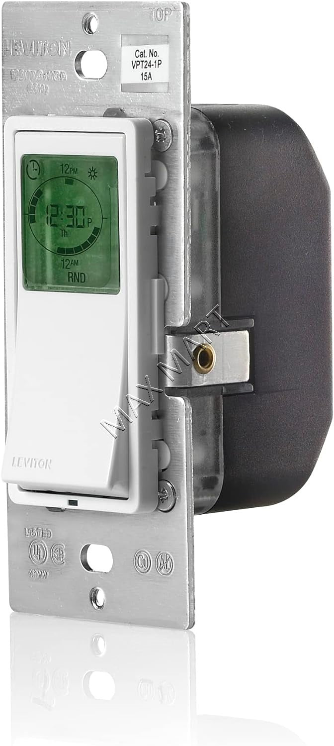 Leviton Decora Vizia 24-Hour Programmable Timer Switch VPT24-742 Vpt24-1P - White
