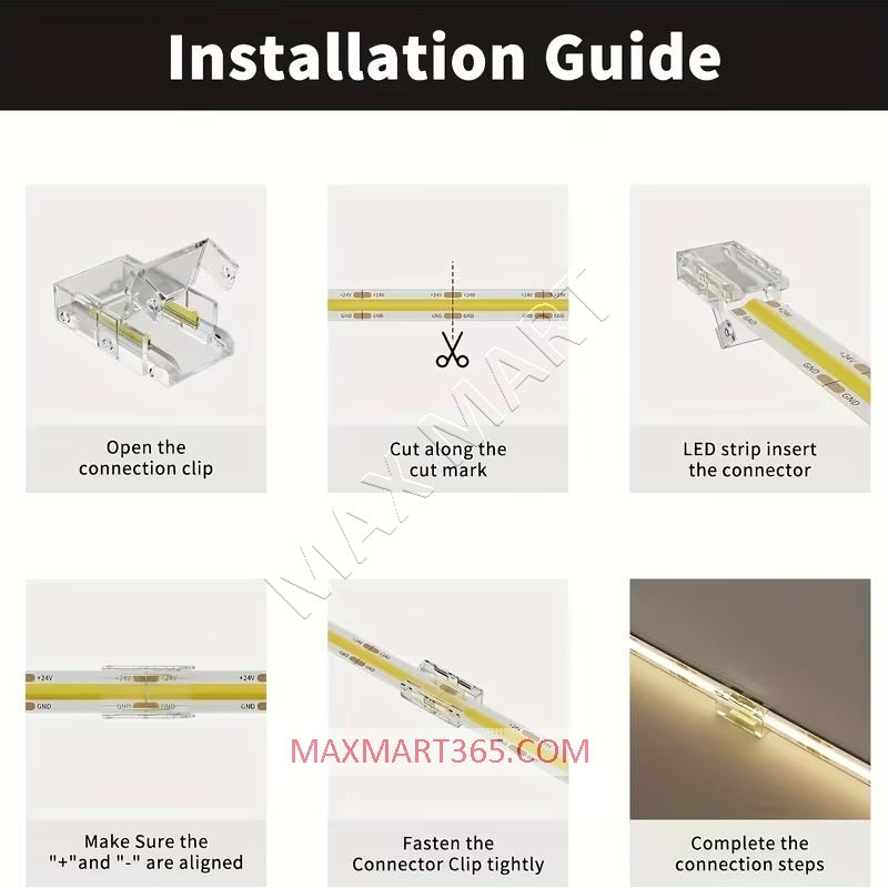 Straight Joint Connector Adapter for 8mm Solderless LED Strip Light