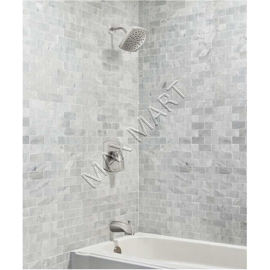 MOEN Zarina 82533SRN Single Handle Square Bathtub Shower Faucet (Valve Included) - Brushed Nickel