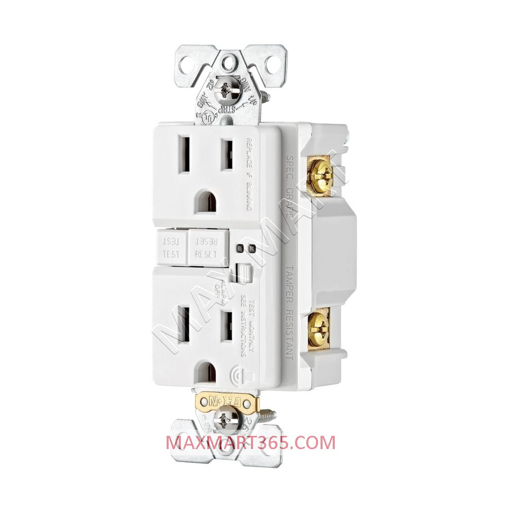 EATON ETN 15A 15Amp GFCI Tamper-Resistant TR Receptacle Outlet Plug w/ Audible alarm TRSGFA15W