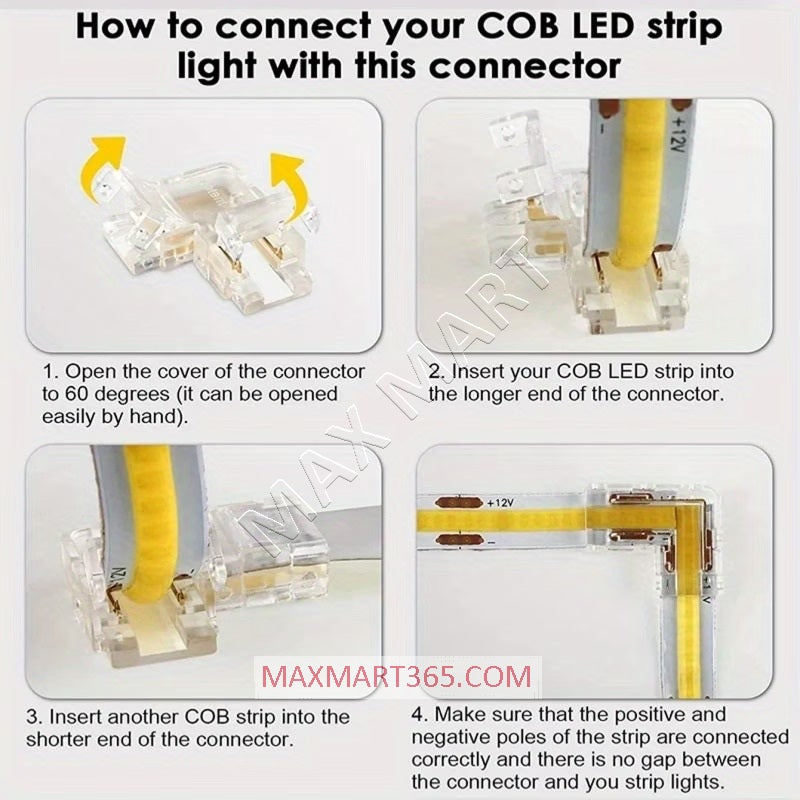 L-Shaped Corner Joint Connector Adapter for 8mm Solderless LED Strip Light