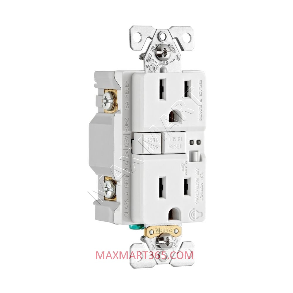 EATON ETN 15A 15Amp GFCI Tamper-Resistant TR Receptacle Outlet Plug w/ Audible alarm TRSGFA15W
