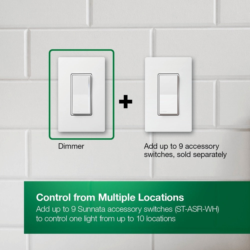 Lutron Sunnata Touch LED+ 调光器，单极/3 路，STCL-153MR-WH-C - 白色