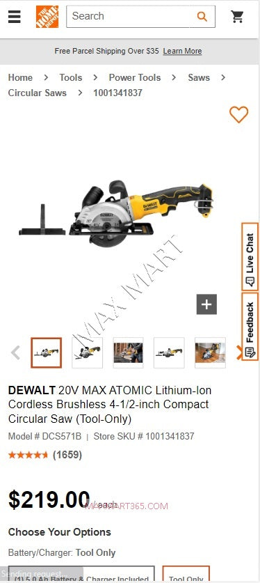 DEWAL DCS571B 20V ATOMIC Brushless Cordless 4-1/2-inch Compact Circular Saw (Tool Only)