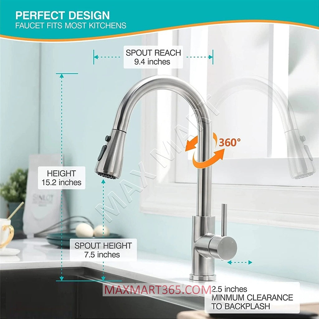 Premium Single-Handle Kitchen Faucet with Pull-Down Sprayer