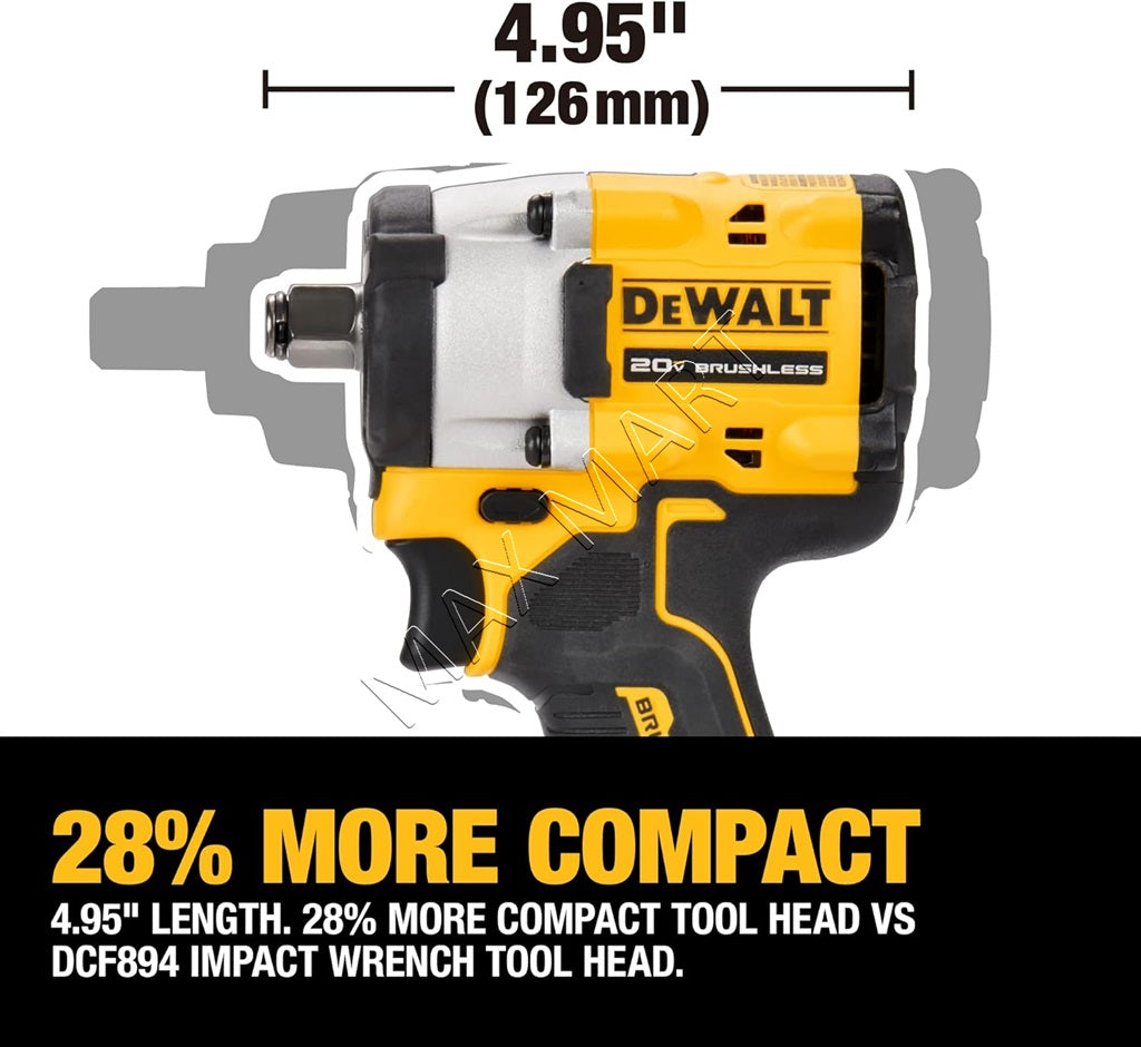 DEWALT DCF923B 20V ATOMIC 无刷无绳 3/8 英寸冲击扳手枪（仅工具）