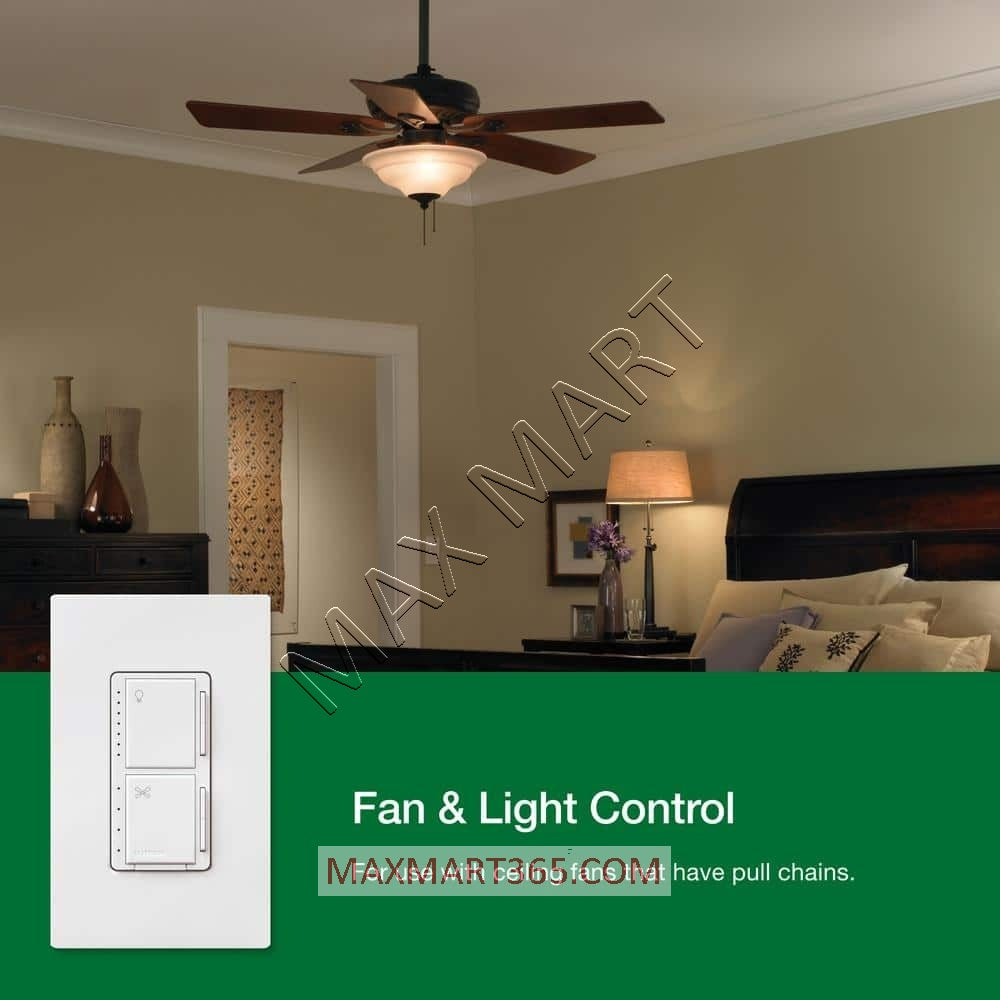 Lutron Maestro Fan Control and Light Dimmer for Dimmable LED and Incandescent Bulbs - White MACL-LFQH-WH