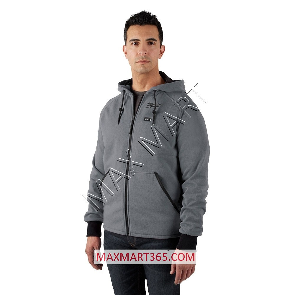 Milwaukee Men's M12 Gray Grey Heated Hooded Jacket 306G-212X - Size 2X $160-$200