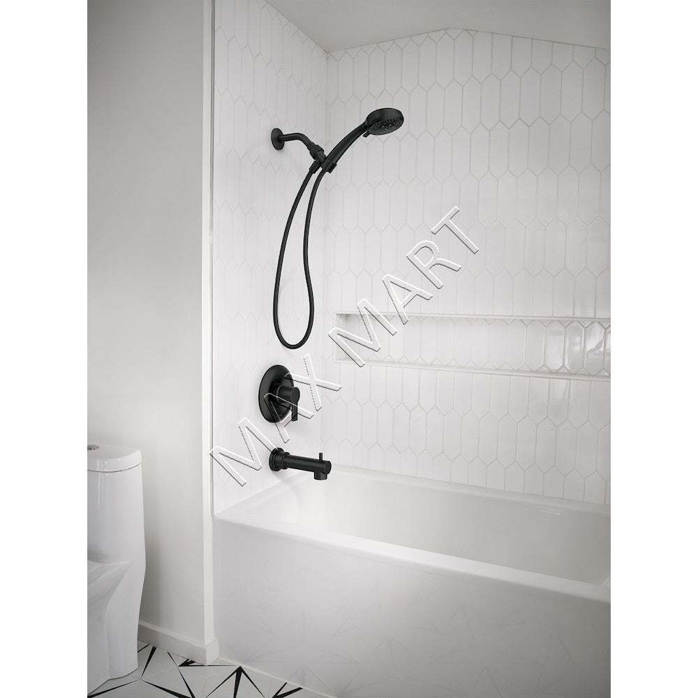 MOEN Meena 82618BL Modern Bathtub Shower Faucet with Handshower (Valve Included) - Matte Black