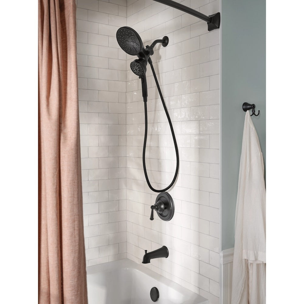 MOEN Brecklyn 82611BL 6-Spray Bathtub Shower Faucet with Magnetix Rain Shower Head - Matte Black