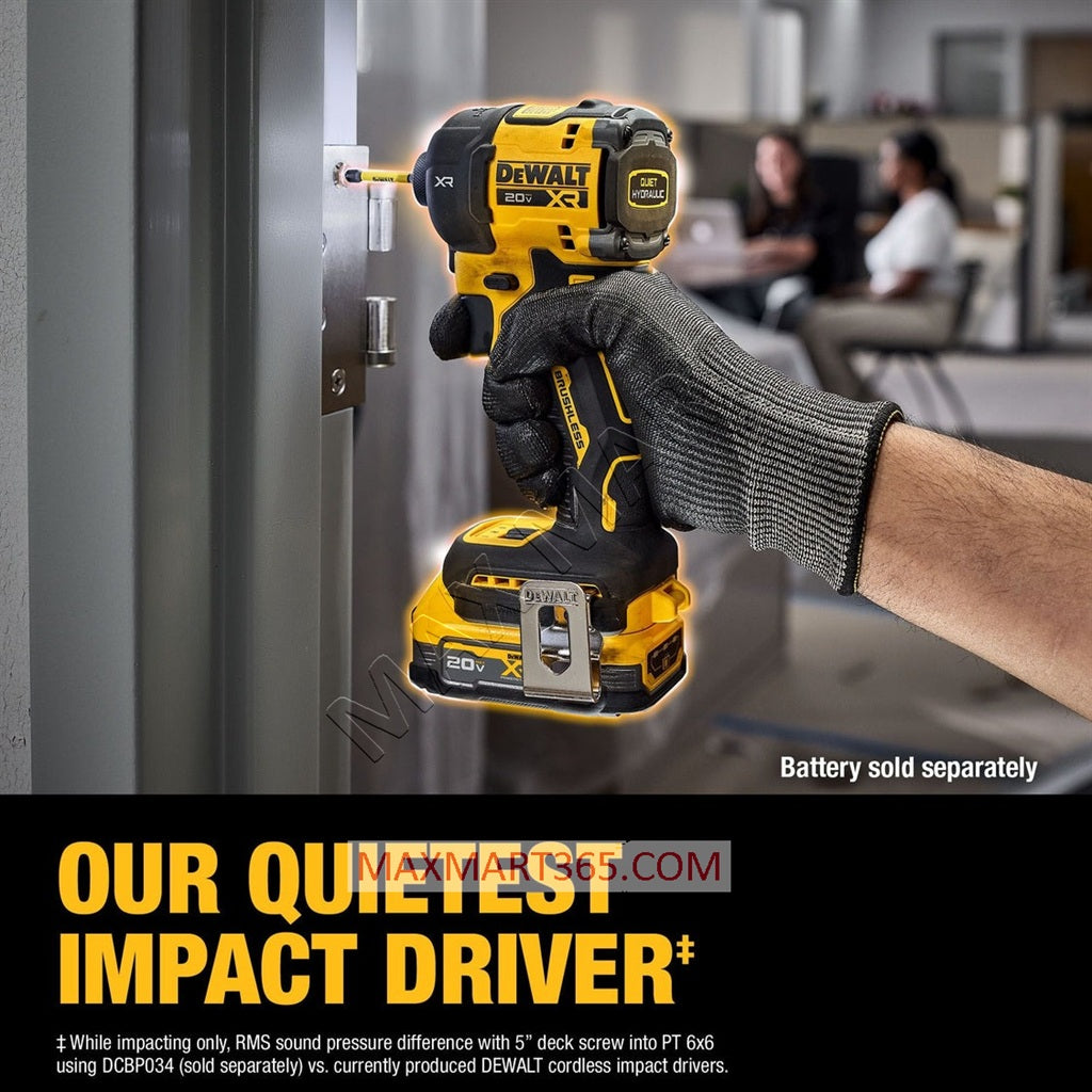 DEWALT 得伟 DCF870B 20V XR 无刷无绳三速 1/4 英寸静音液压冲击起子（仅工具）