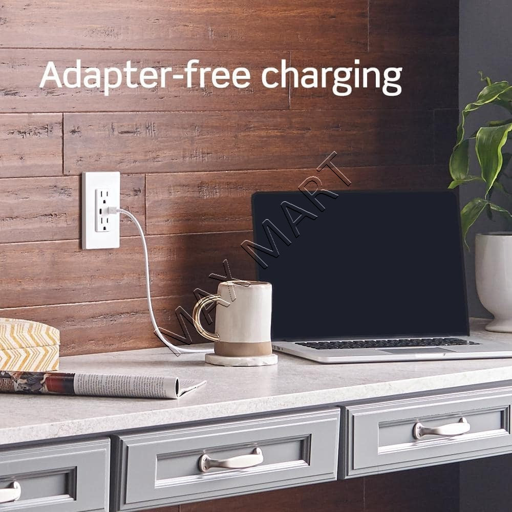 Leviton 5.1A 25W USB Type A/C Charger Receptacle Outlet Plug (2-Pack) - White T5633-W