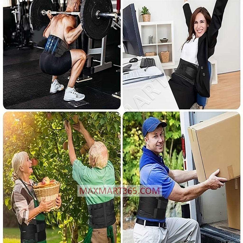 可调节腰部支撑带 – 透气护腰，适用于缓解下背痛、椎间盘突出、坐骨神经痛，适合健身、举重和日常使用（男女通用）