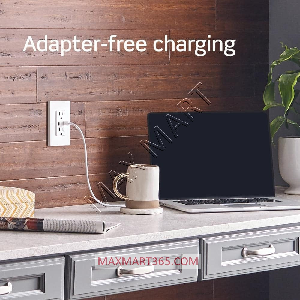 Leviton Decora+ 5.1A 25W USB-A & USB-C Tamper-Resistant TR Receptacle Outlet Plug - White