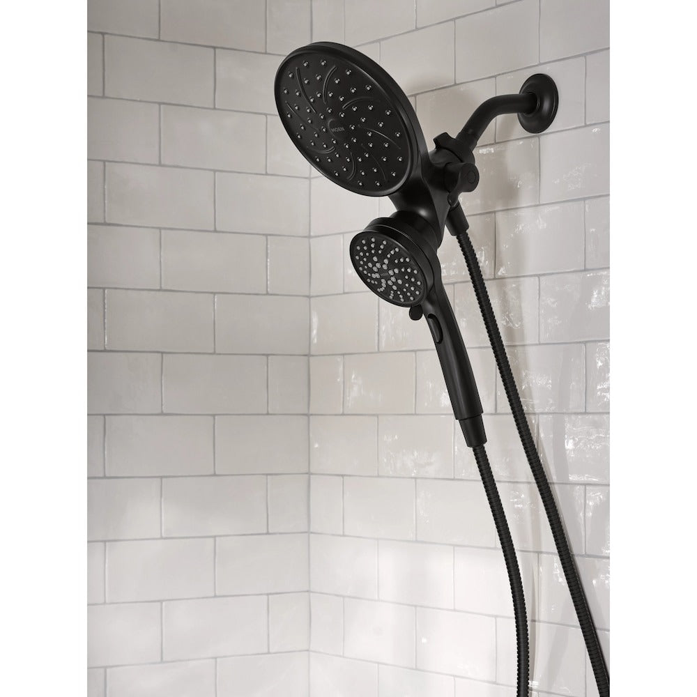 MOEN Brecklyn 82611BL 6-Spray Bathtub Shower Faucet with Magnetix Rain Shower Head - Matte Black