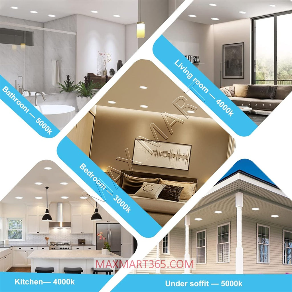 4-Inch 3CCT Dimmable 9W Slim LED Recessed Potlight, 3000K 4000K 5000K