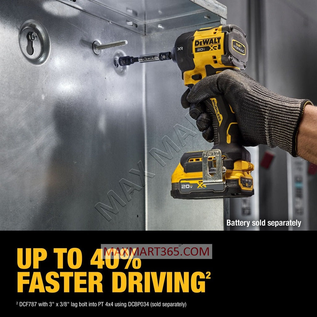 DEWALT 得伟 DCF870B 20V XR 无刷无绳三速 1/4 英寸静音液压冲击起子（仅工具）