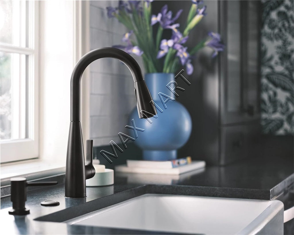 MOEN Haelyn 87627BL Pull-Down Sprayer Kitchen Faucet with Soap Dispenser - Matte Black