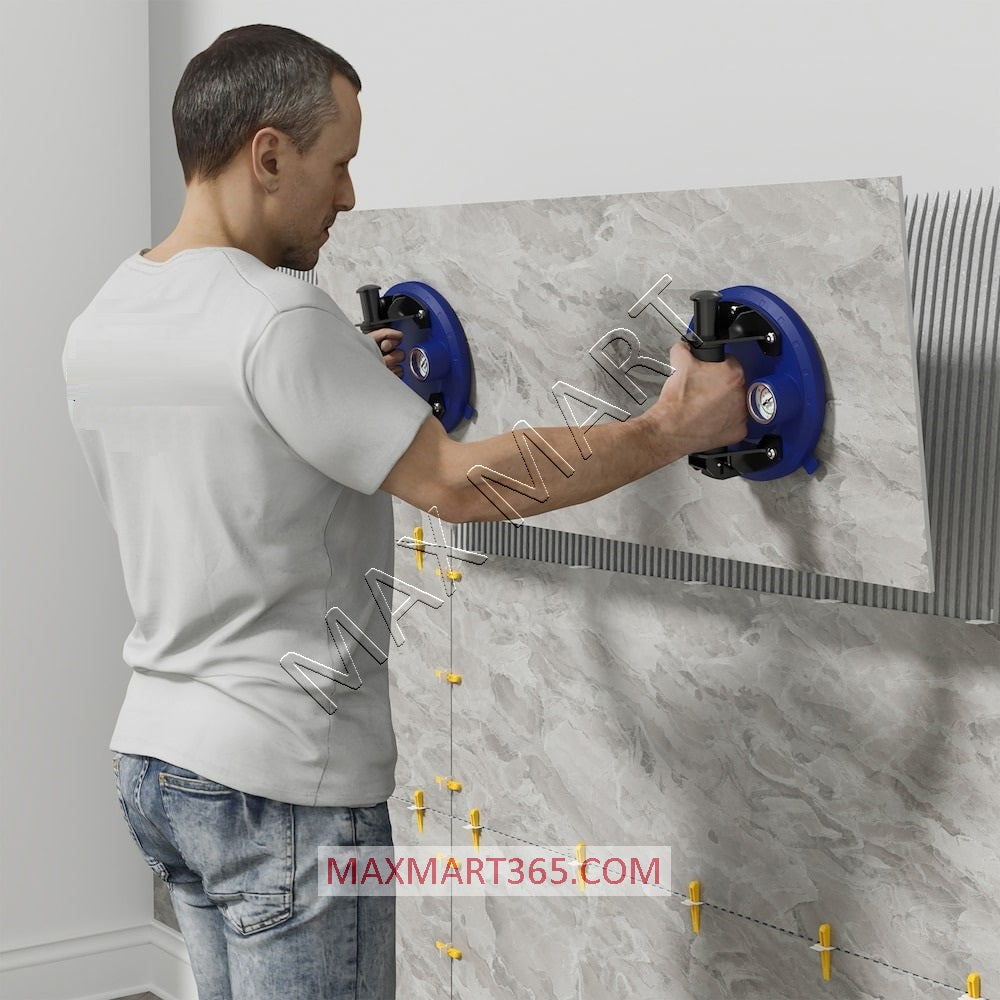 Heavy Duty 8-Inch Hand Pump Suction Cup with Gauge to lift Glass/Tile/Marble/Stone -500lbs capacity