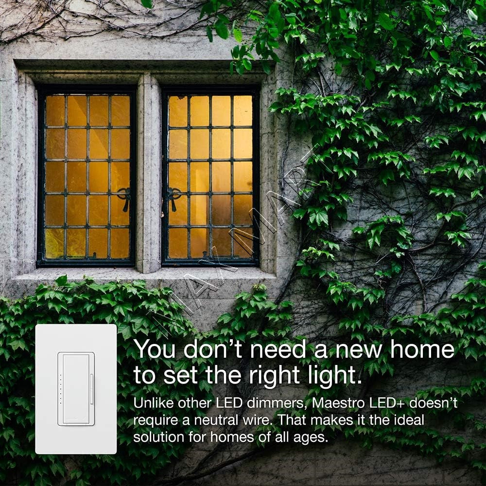 Lutron Maestro LED+ Dimmer 3-Way or Multi-Location Kit for Dimmable LED/HAL/INCAND Bulbs - White