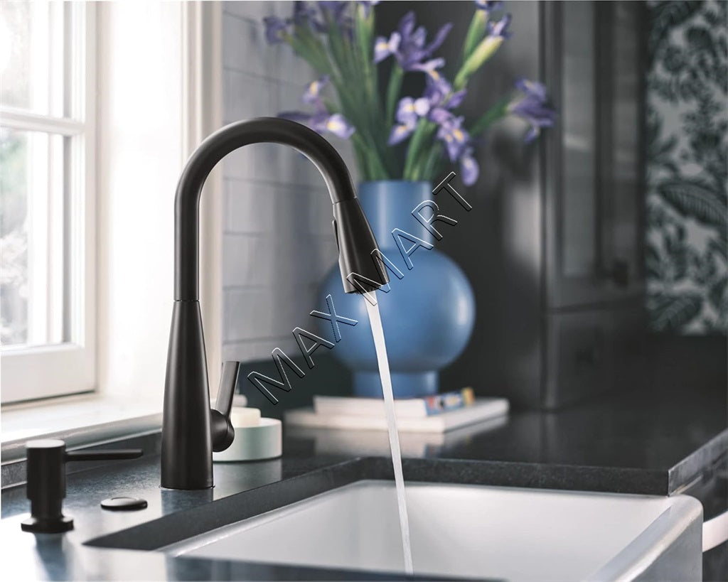 MOEN Haelyn 87627BL Pull-Down Sprayer Kitchen Faucet with Soap Dispenser - Matte Black