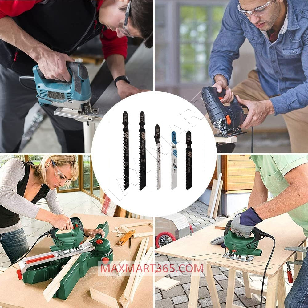 5-Pcs Universal T-Shank High Carbon Steel Jig-Saw Jigsaw Blades for Wood, Plastic and Metal