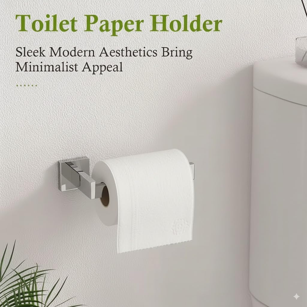 24-Inch 3-Pieces Square Towel Rack Kit Set for Bathroom, Towel Bar, Toilet Paper Holder, and Towel Robe Hook
