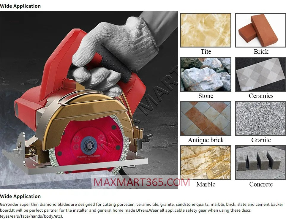 4-1/2-Inch Super-Thin Diamond Cutting Disc Wheel Blade for Angle Grinder - Ceramic Porcelain Tiles Granite Marble Brick