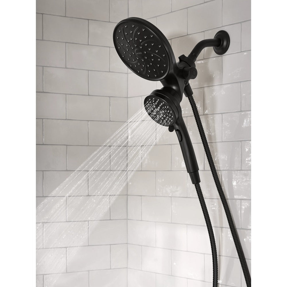 MOEN Brecklyn 82611BL 6-Spray Bathtub Shower Faucet with Magnetix Rain Shower Head - Matte Black